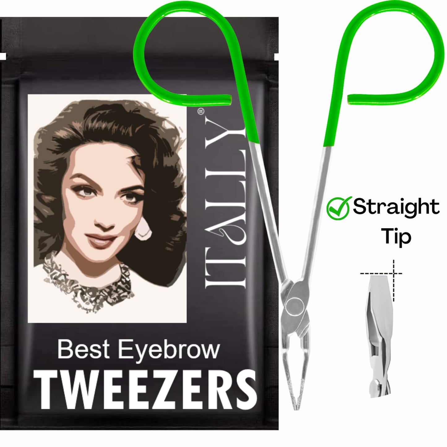 ITALLY Professional Salon TWEEZERS with Easy Scissor Handle, The BEST PRECISION EYEBROW TWEEZERS Men/Women, Pinzas Para Cejas, Ingrown Hair Beauty and Personal Care ITALLY