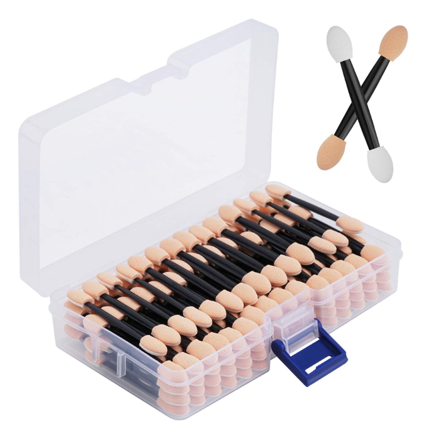 Cuttte 120PCS Disposable Dual Sides Eye Shadow Sponge Applicators with Container, 2.44' Length Eyeshadow Brushes Makeup Applicator Black Beauty & Personal Care Cuttte