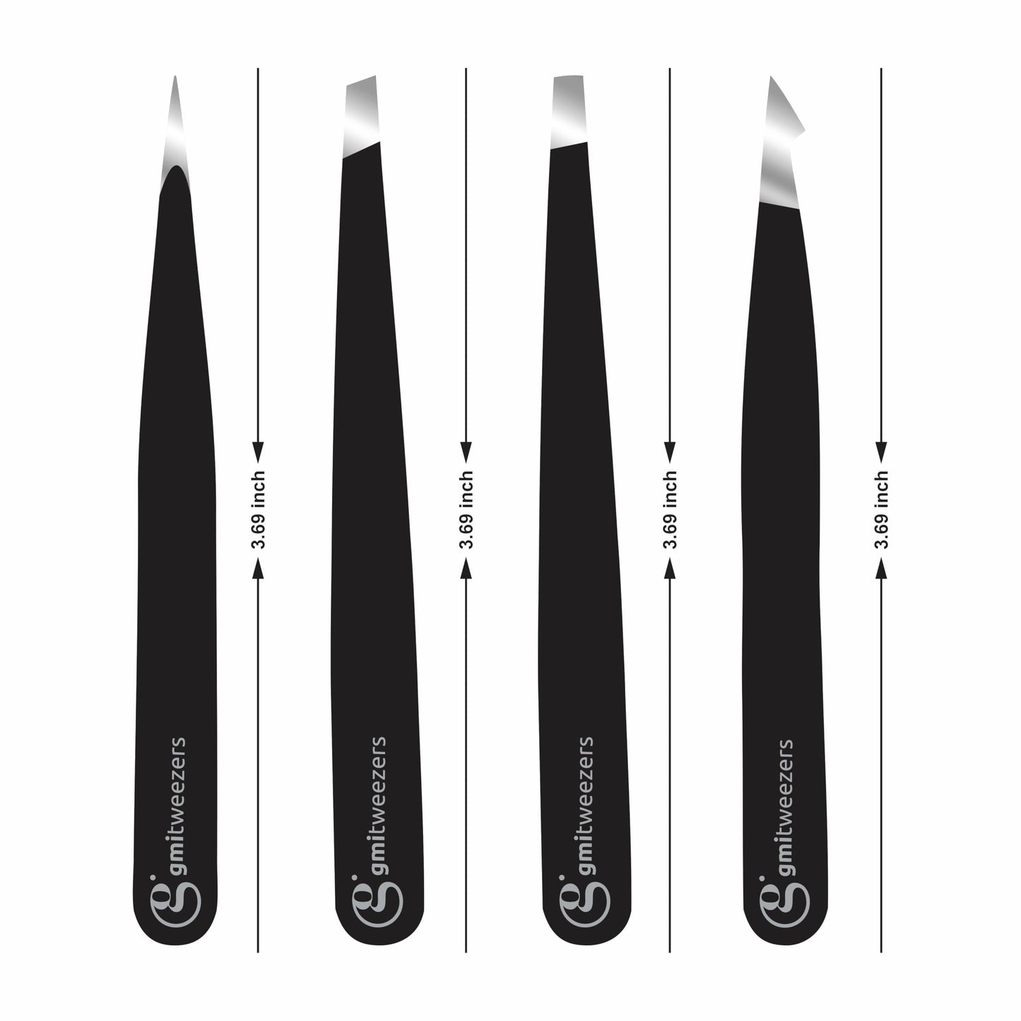 Professional Eyebrow Tweezers Set of 4 - Stainless Steel Precision Tweezers Kit for Facial Hair Removal, Ingrown Hair, Splinter & Eyebrow Shaping Beauty and Personal Care GMI TWEEZERS