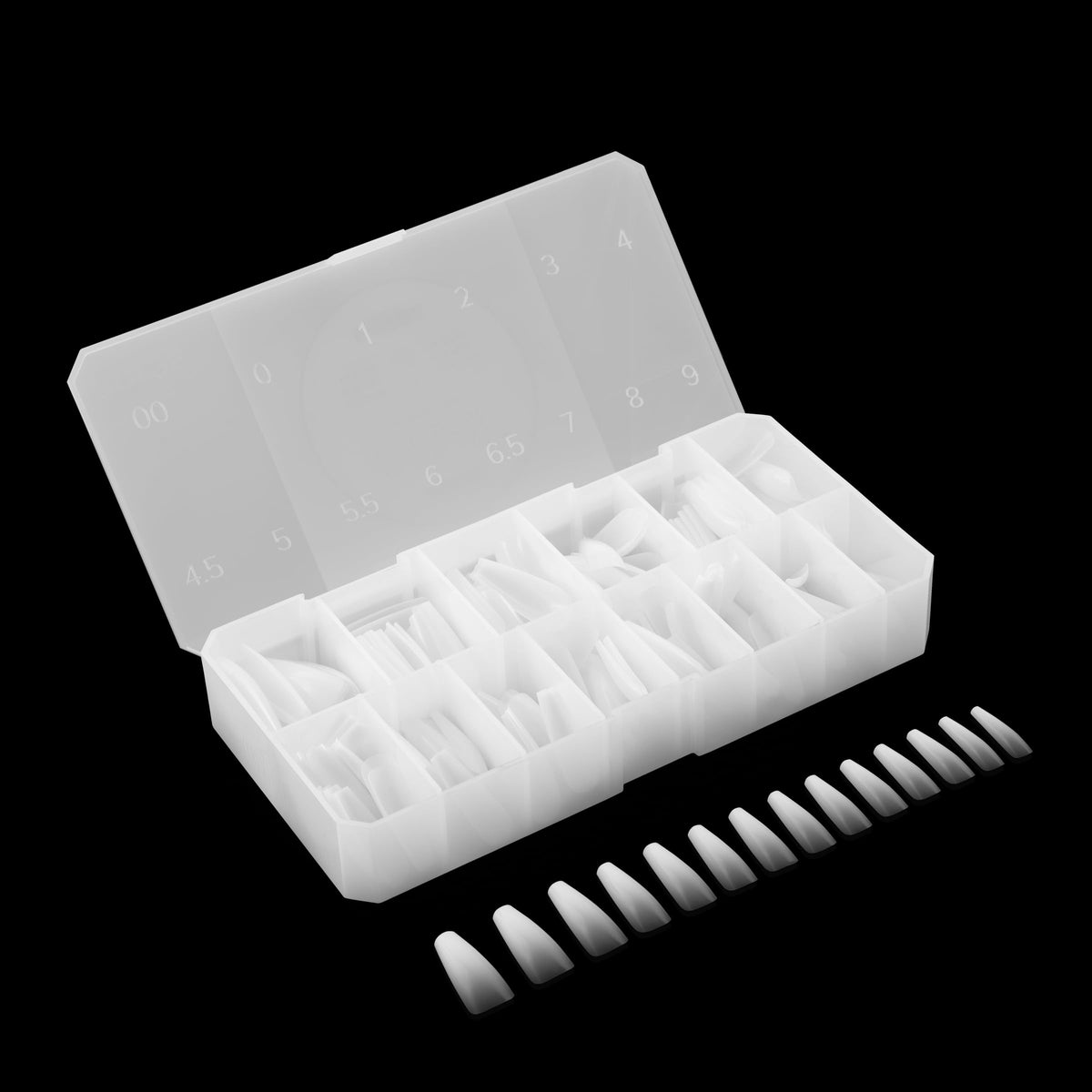 Apres Ombre Gel-X® Box of Nail Tips, 14 Sizes 00-9, Premium Quality (Sculpted Almond Medium, 210 Count)