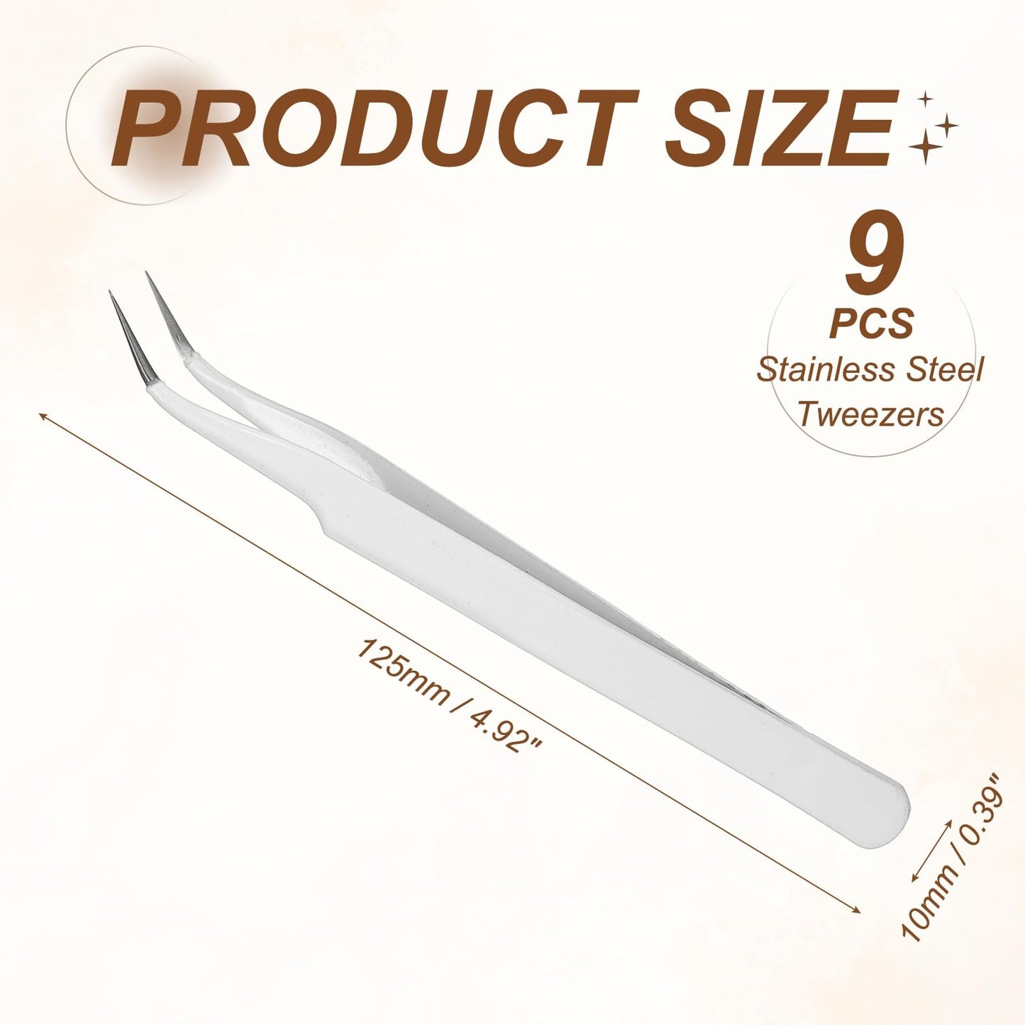 HARFINGTON 9Pcs Curved Pointed Craft Tweezers with Protective Cover, Anti-Static Stainless Steel Precision Tweezers Casual Beauty Tools for Eyelash Beauty and Personal Care HARFINGTON