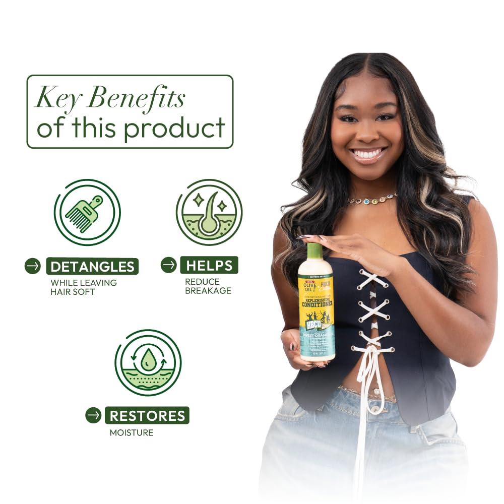 ORS Olive Oil HBCU Replenishing Conditioner with Sweet Orange Oil for Revitalizing Moisture 16.0 Ounces