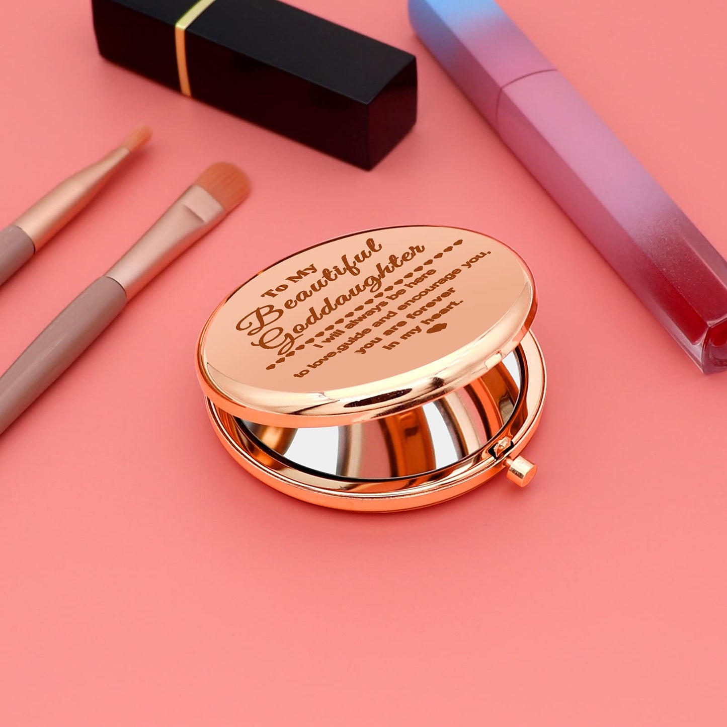 Goddaughter Gifts from Godmother Inspirational Birthday Gifts for Her Christian Compact Makeup Mirror to My Goddaughter Pocket Folding Makeup Mirror Beauty & Personal Care Gevody