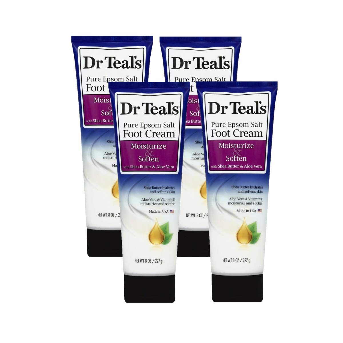 Dr. Teals Pure Epsom Salt Foot Cream Gift Set (4 Pack, 8oz Ea.) - Moisturize & Soften with Shea Butter & Aloe Vera Essential Oils - Eases Aches Beauty & Personal Care Dr Teal's