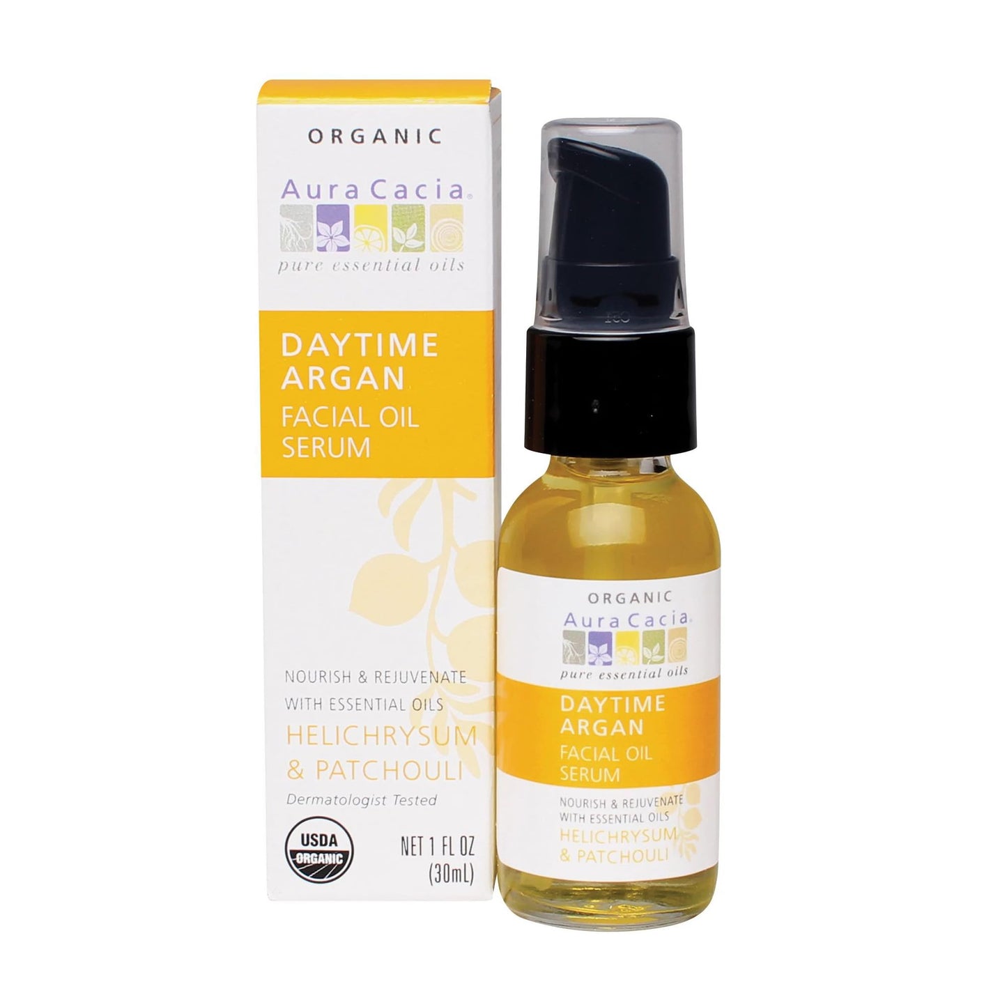 Aura Cacia Daytime Argan Facial Oil Serum, Organic Face Serum with Pure Essential Oils, Nourishing Blend of Argan, Jojoba, Helichrysum and Patchouli | Beauty & Personal Care Aura Cacia
