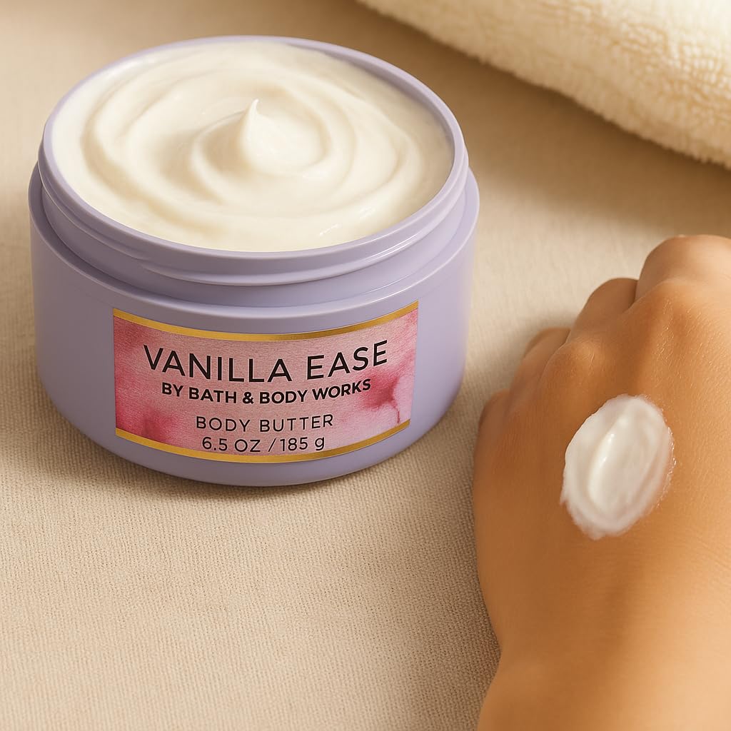 Bath & Body Works Vanilla Ease Body Butter 8 oz / 226 g with Lavender Blossoms Creamy Vanilla and Soft Cedarwood Beauty & Personal Care Bath & Body Works