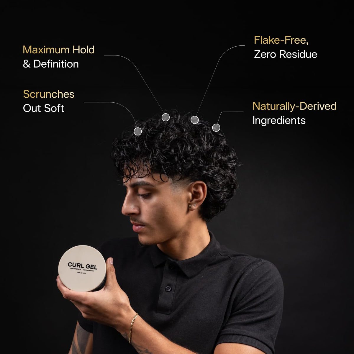 BASED Curl Gel - Maximum Hold & Definition Without Flakes - Scrunches Out Soft with Irish Sea Moss & Flaxseed - Science-Backed Formula, Paraben Free