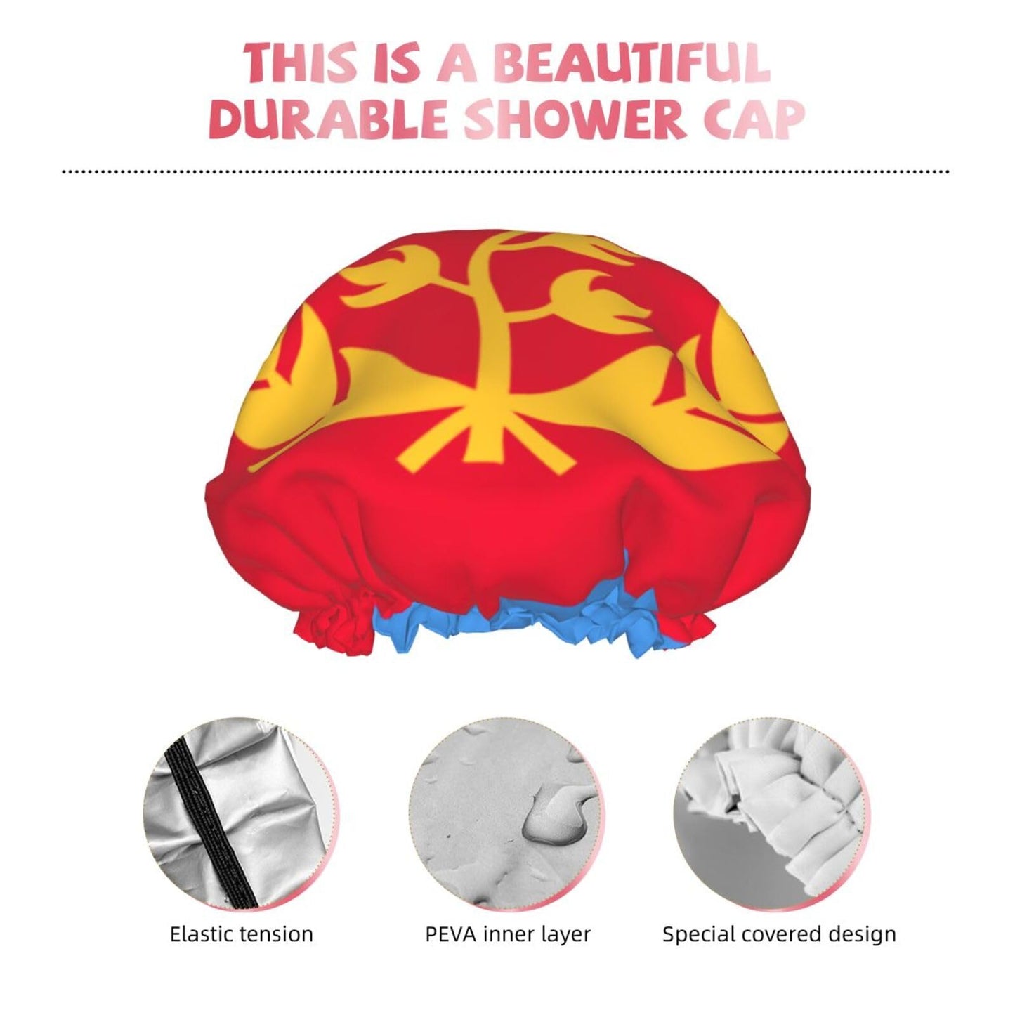 Eritrea Flag Prints Shower Cap Double Layer Lined Waterproof Bathing Shower Hat Beauty and Personal Care Hayyett