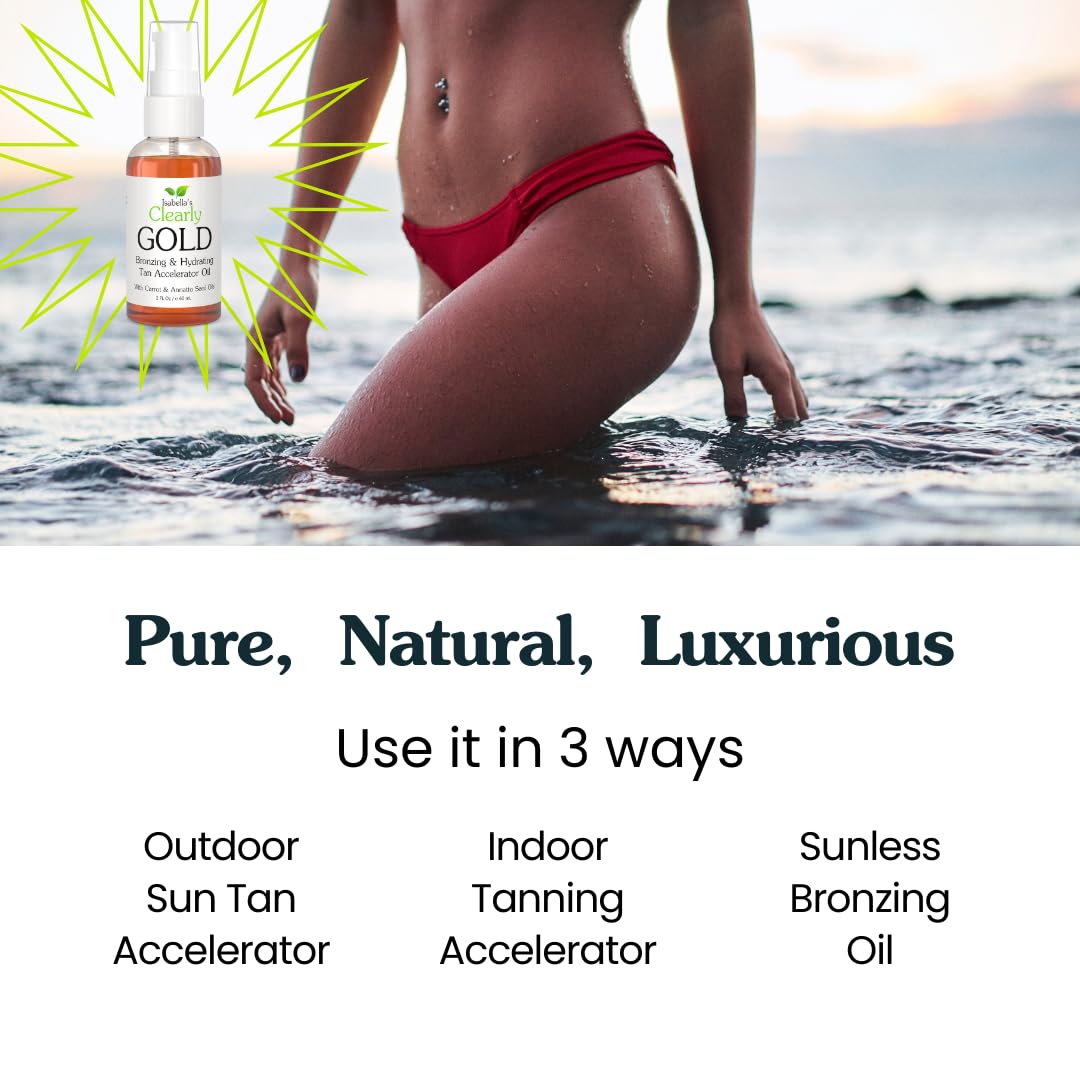 Isabella's Clearly GOLD, Natural Indoor and Outdoor Tanning Oil with Bronzer | Moisturizing Sun Tan Accelerator for a Healthy Bronze Glow with Carrot Beauty & Personal Care Isabella's Clearly