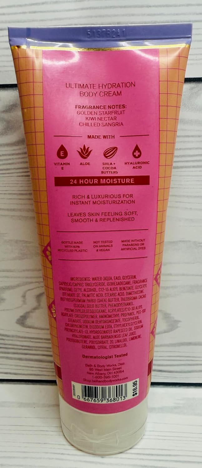Bath & Body Works Starfruit Sangria Ultimate Hydration Body Cream 8 Ounces Pack of 2 Beauty & Personal Care Bath & Body Works