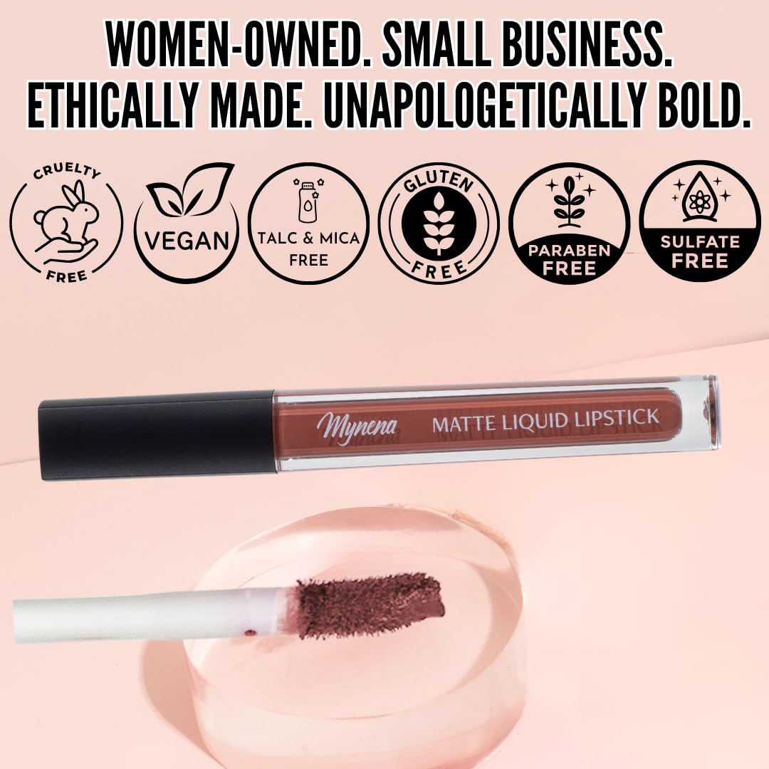 Mynena Warm Terracotta Rose Matte Liquid Lipstick | Long-Lasting Comfort | Smudge-Proof Transfer-Resistant | Full Coverage Non-Drying | Vegan Beauty & Personal Care Mynena