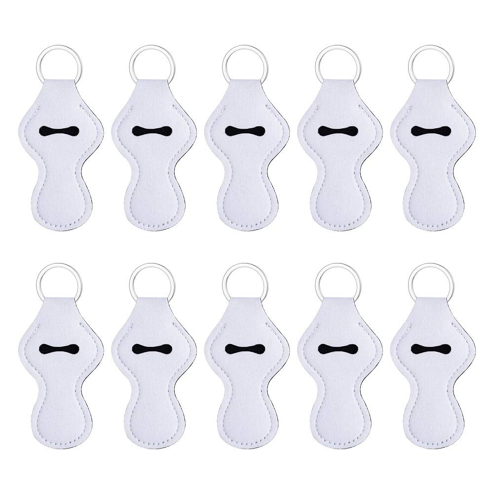 10pcs Sublimation Blanks Chapstick Holder Keychains Bulk Lipstick Holder Keychains Chapstick Keyring Holder (White) Beauty & Personal Care WACAR