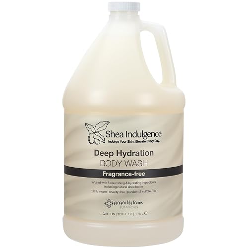 Ginger Lily Farms Botanicals Shea Indulgence Deep Hydration Body Wash, 100% Vegan & Cruelty-Free, Fragrance-Free, 1 Gallon (128 fl oz) Refill Beauty & Personal Care Ginger Lily Farms