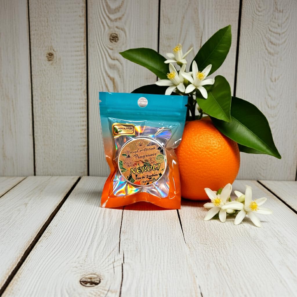 NEROLI Perfume - Eau de Parfum - Solid Balm - Natural Essential Oils Aromatherapy Fragrance (Orange Blossoms, Citrus Aurantium, Tuberose, Mandarin Beauty & Personal Care HIGH ALTITUDE ORGANICS