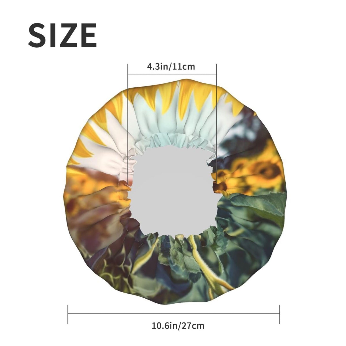 Beautiful sunflower Shower Cap for Women Men Large Reusable Shower Bonnet Double-Layer Waterproof Bath Caps Elastic Band Hair Hat for All Hairstyles Beauty and Personal Care BWLHJKE