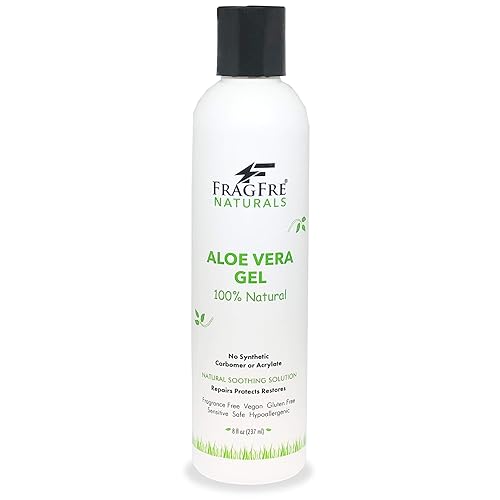 FRAGFRE All-Natural Aloe Vera Gel 8 oz - No Synthetic Carbomer or Acrylate - 100% Natural Aloe Vera Soothing Gel - After Sun Exposure Skin Care Beauty & Personal Care FRAGFRE