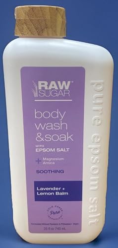 Body Wash + Soak with Epsom Salt | Lavender + Lemon Balm | 25 fl oz Beauty & Personal Care RAW SUGAR