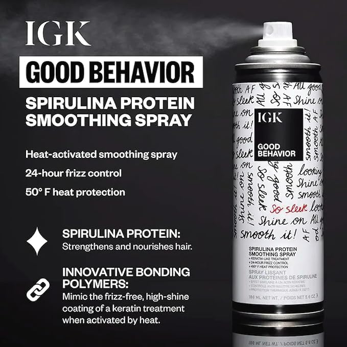 IGK ANTISOCIAL Mask + GOOD BEHAVIOR Hair Treatment Set | Frizz Control and Keratin-Like Smoothing for Dry, Damaged Hair | Hydrating Shine with 450°F Beauty & Personal Care IGK