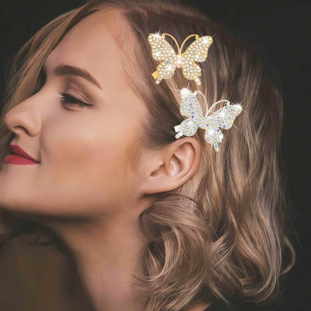 BARTOSI Butterfly Hair Clips Sparkly Rhinestone Hair Barrettes Butterflies Hair Accessories for Women and Girls (Pack of 2) Beauty & Personal Care BARTOSI
