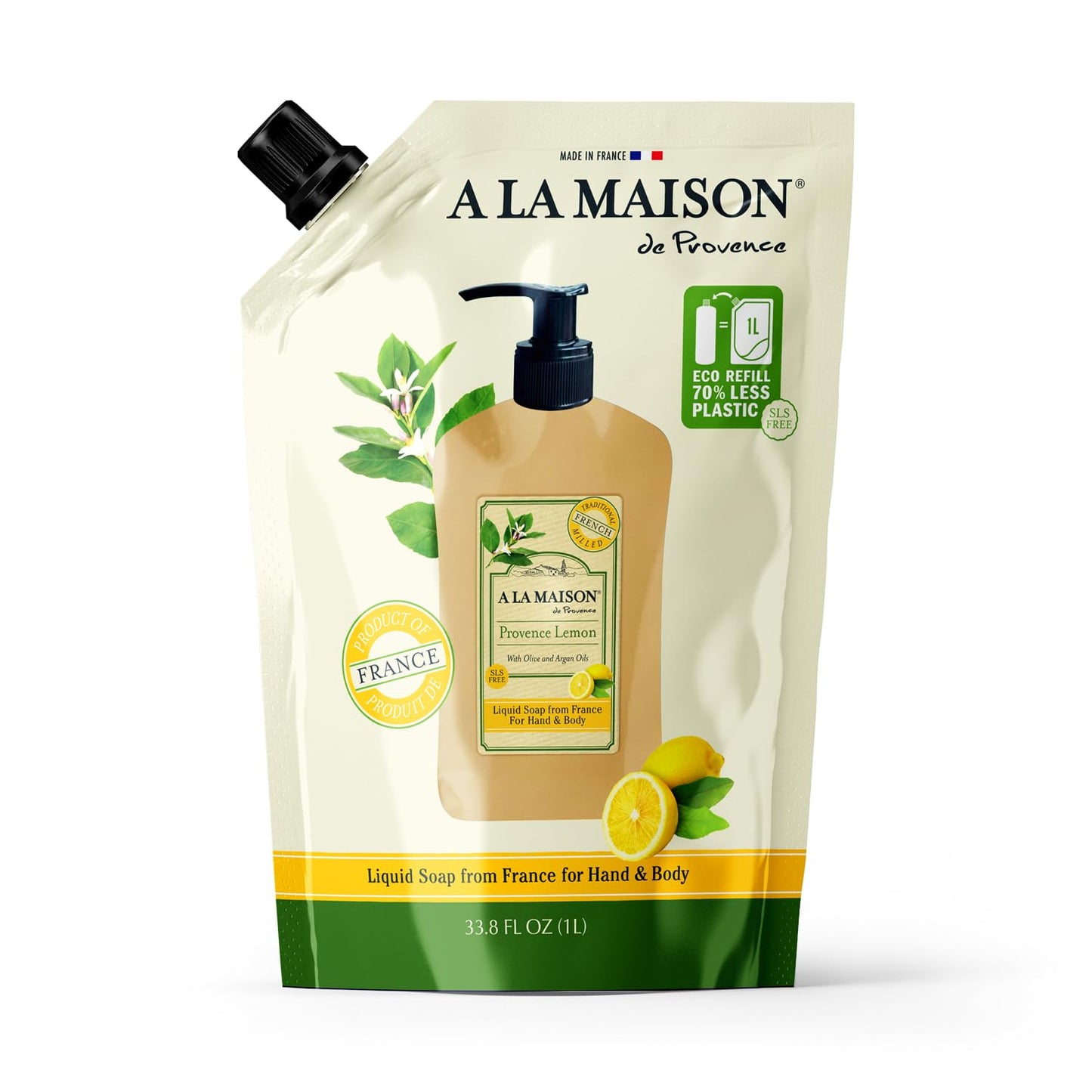 A la Maison Provence Lemon Liquid Soap Refill Pouch, 33.8 FZ Beauty & Personal Care A LA MAISON