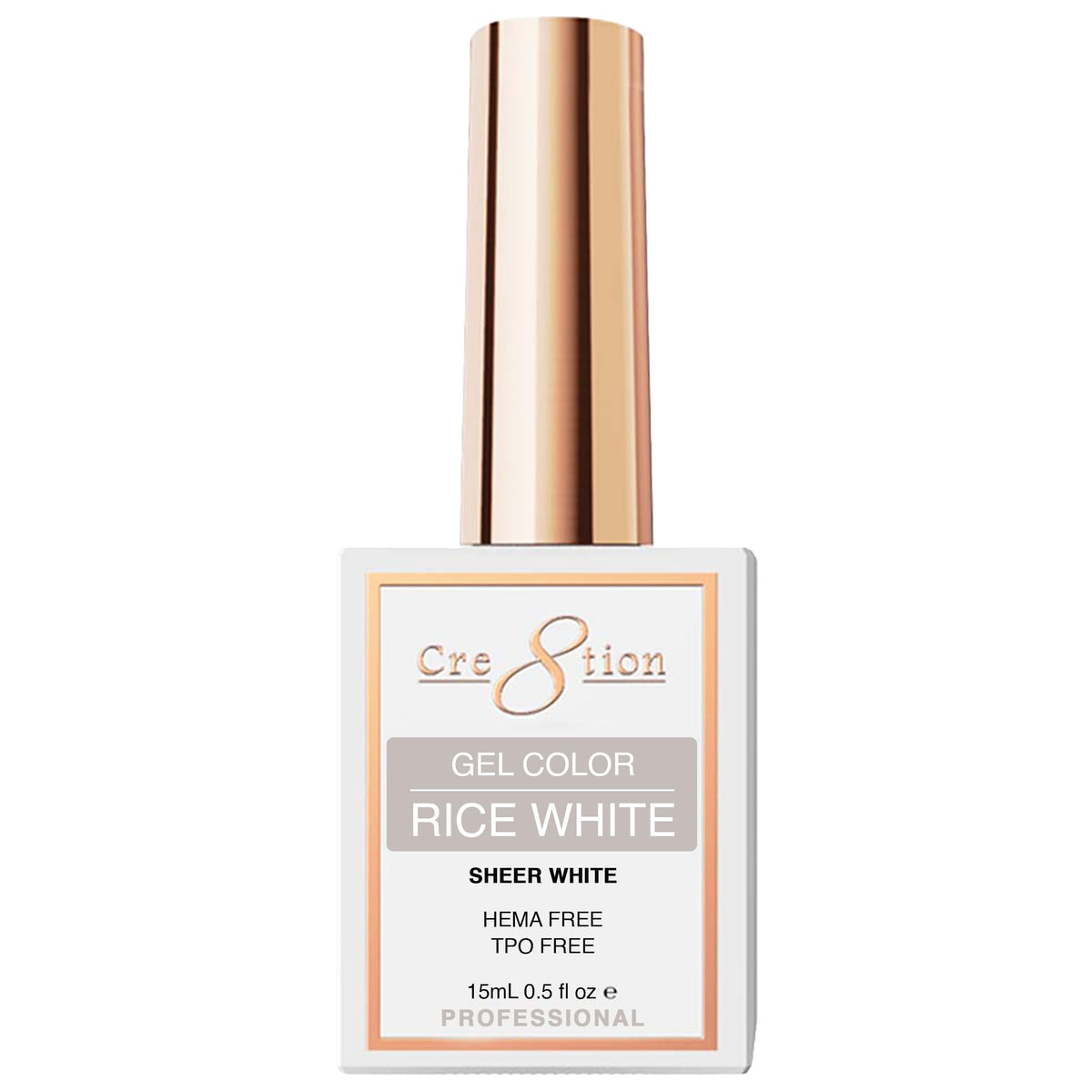 Cre8tion Rice White Soak Off Gel Polish, HEMA-Free & TPO-Free, 0.3 Fl Oz