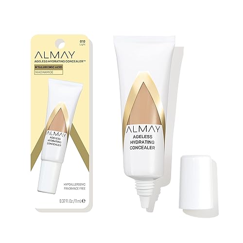 Almay Anti-Aging Concealer, Face Makeup with Hyaluronic Acid, Niacinamide, Vitamin C & E, Hypoallergenic-Fragrance Free, 010 Light, 0.37 Fl Oz (Pack Beauty & Personal Care Almay