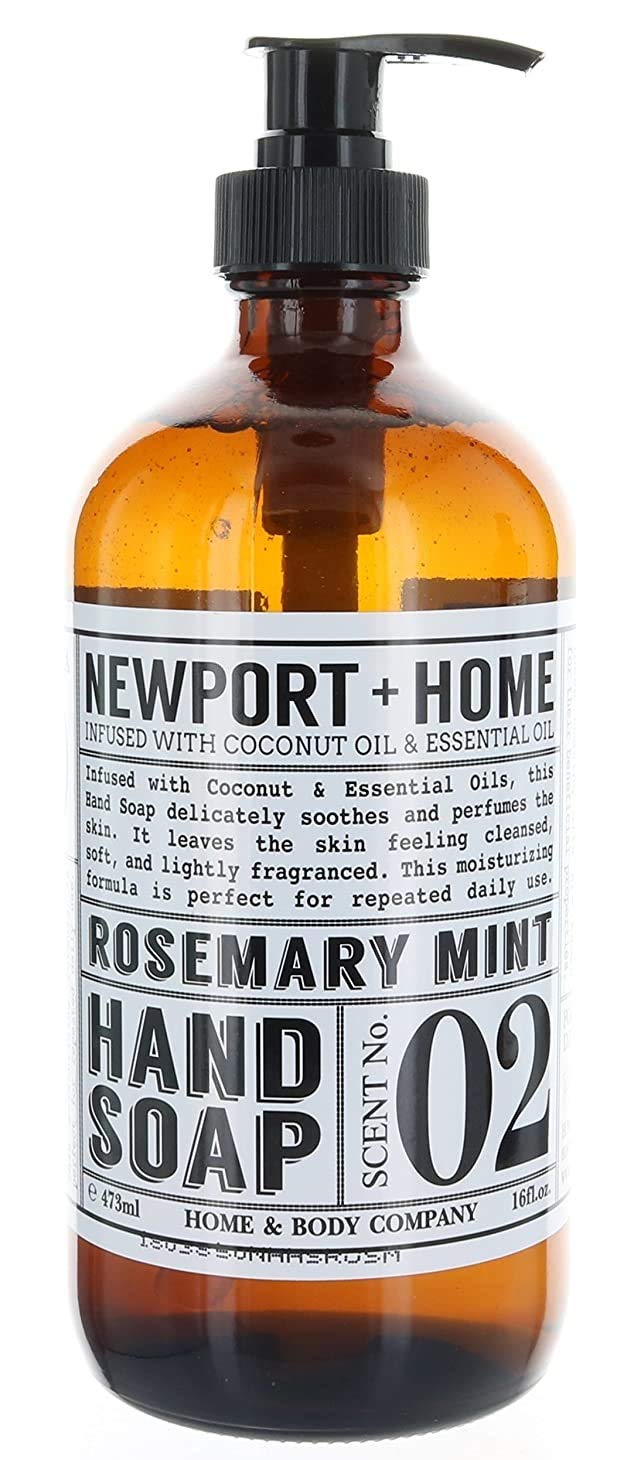 Newport Home and Body Co Hand Soap, Rosemary Mint, Glass Bottle Beauty & Personal Care Newport + Home Hand Soap Co