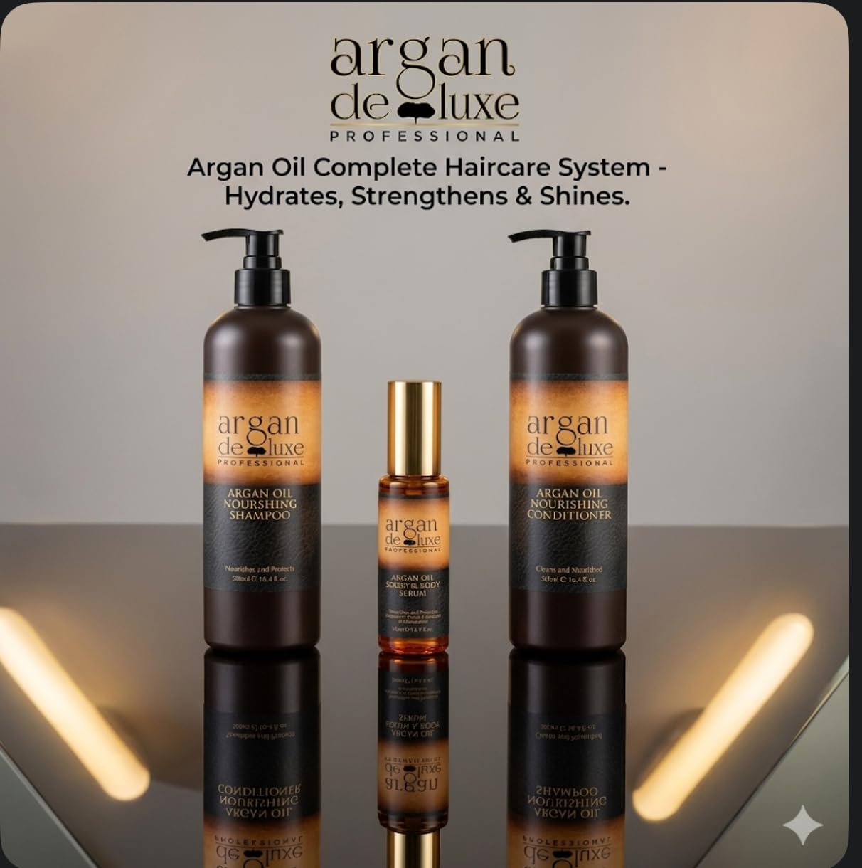 Argan Deluxe Professional Argan Oil Nourishing Hair Care Set for All Hair Types, Shampoo 500ml, Conditioner 500ml, Serum and Body Oil 50ml, 3 Piece Beauty & Personal Care argan deluxe PROFESSIONAL