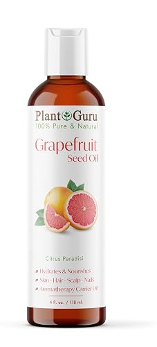 Grapefruit Seed Oil 4 fl. oz. Cold Pressed 100% Pure & Natural Carrier - Skin, Face, Body & Hair Growth Moisturizer. Great for DIY Creams, Lotions Beauty & Personal Care Plant Guru