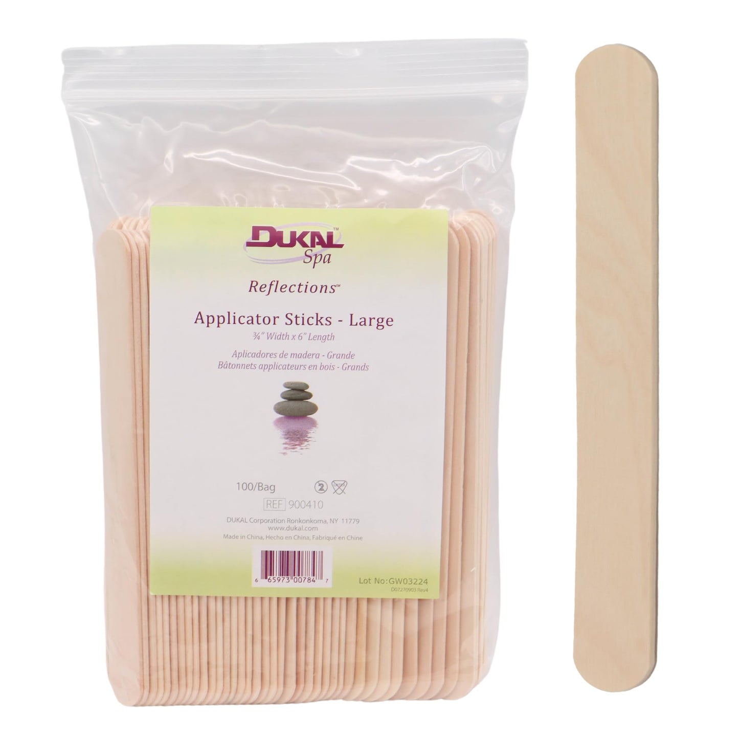 Dukal Large Wooden Wax Sticks - Body Hair Removal Applicator for Waxing, ¾” x 6” (Pack of 100) Beauty and Personal Care Dukal