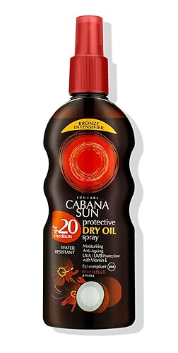 Cabana Sun Deep Tanning Dry Oil Spray Coconut Water Resistant 200ml SPF20 Beauty & Personal Care Cabana Sun