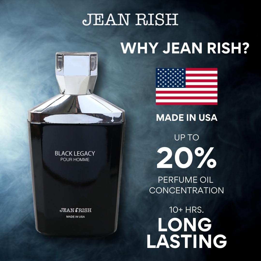 Jean Rish Black Legacy Pour Homme Perfume for Men Eau De Toilette, Long-Lasting Luxury Fragrance, Made In USA - Lavender, Bergamot, Sandalwood Scent Beauty & Personal Care Jean Rish