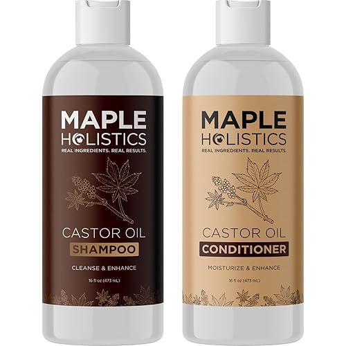 Castor Oil Shampoo and Conditioner Set - Jamaican Black Castor Oil Shampoo and Biotin Collagen Conditioner - Sulfate Free Shampoo and Conditioner Beauty & Personal Care Maple Holistics