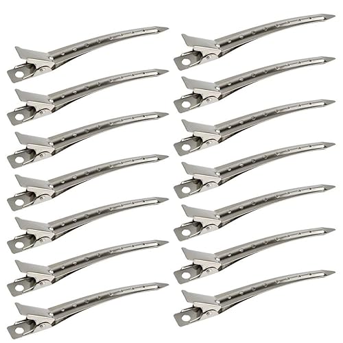 24 Packs Duck Bill Clips, Bantoye 3.5 Inches Rustproof Metal Alligator Curl Clips with Holes for Hair Styling, Hair Coloring, Silver Beauty & Personal Care Bantoye