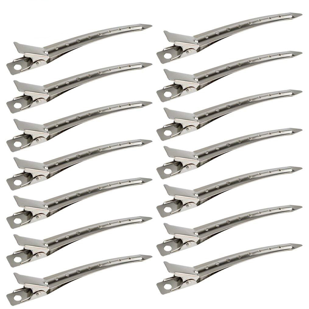 24 Packs Duck Bill Clips, Bantoye 3.5 Inches Rustproof Metal Alligator Curl Clips with Holes for Hair Styling, Hair Coloring, Silver Beauty & Personal Care Bantoye
