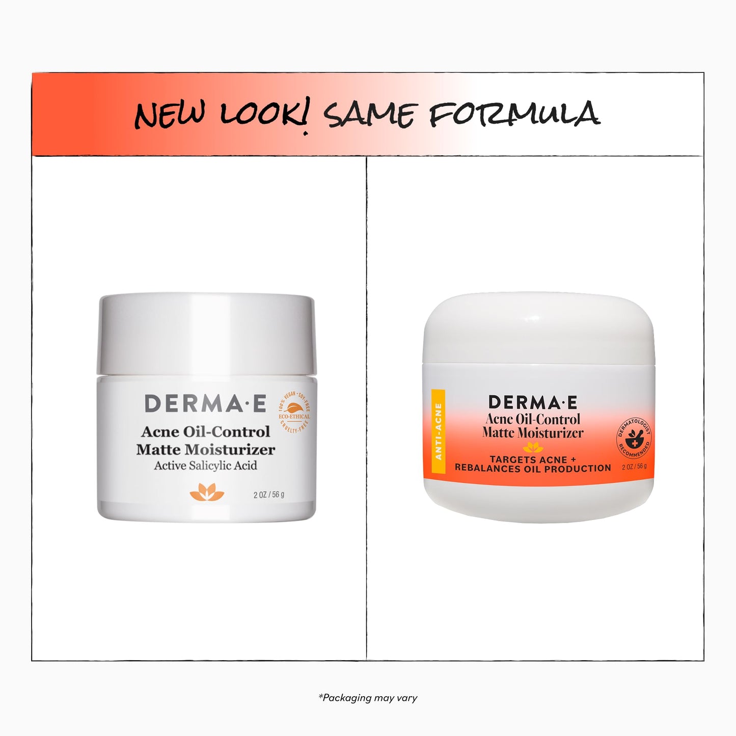 DERMA E Acne Oil Control Face Moisturizer, 2 Oz, Matte Moisturizer with Salicylic Acid, Tea Tree Oil & Aloe Vera, Face Cream Rebalances Sebum Beauty & Personal Care Derma E