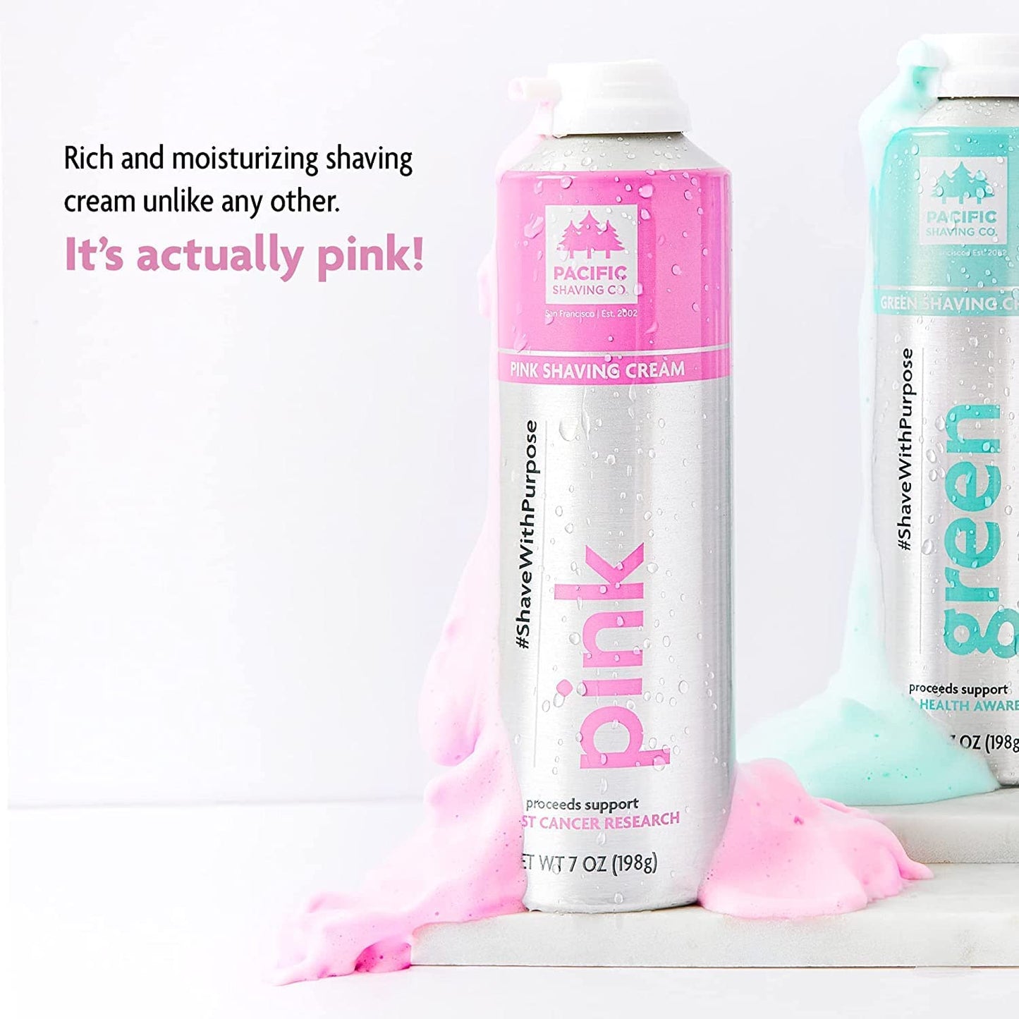 Pacific Shaving Company Pink Shaving Cream - Foaming Colorful Shaving Cream - Hydrating, Redness Reducing + Irritation Free Shave Cream (7 Oz) Beauty and Personal Care Pacific Shaving Company