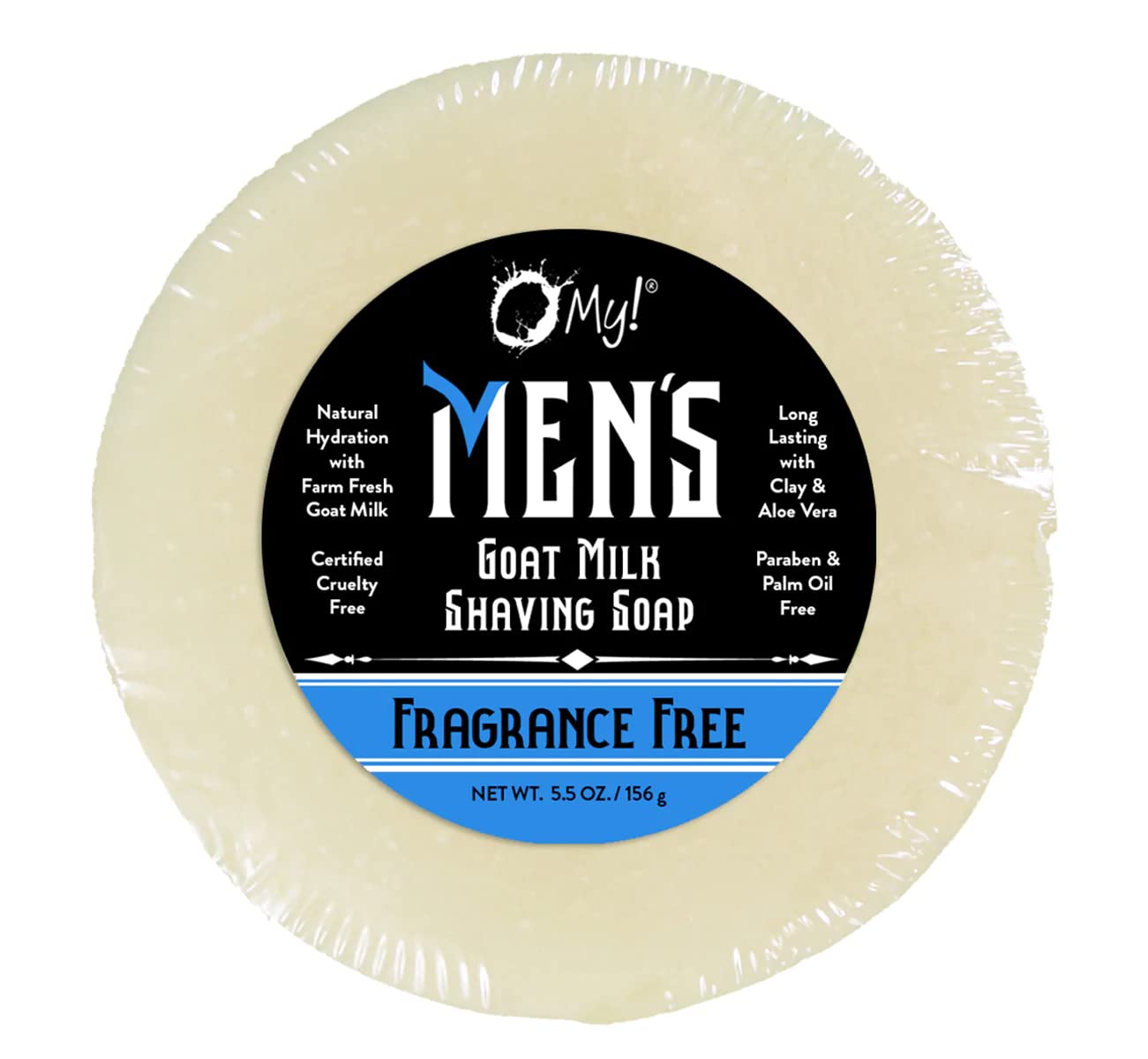 O My! Goat Milk Shaving Soap 5.5z - Fragrance Free - Get your Healthy Goat Milk Wet-Shave On with O My! - Paraben Free - Shea Butter, Vit E - Leaping Beauty and Personal Care O My!