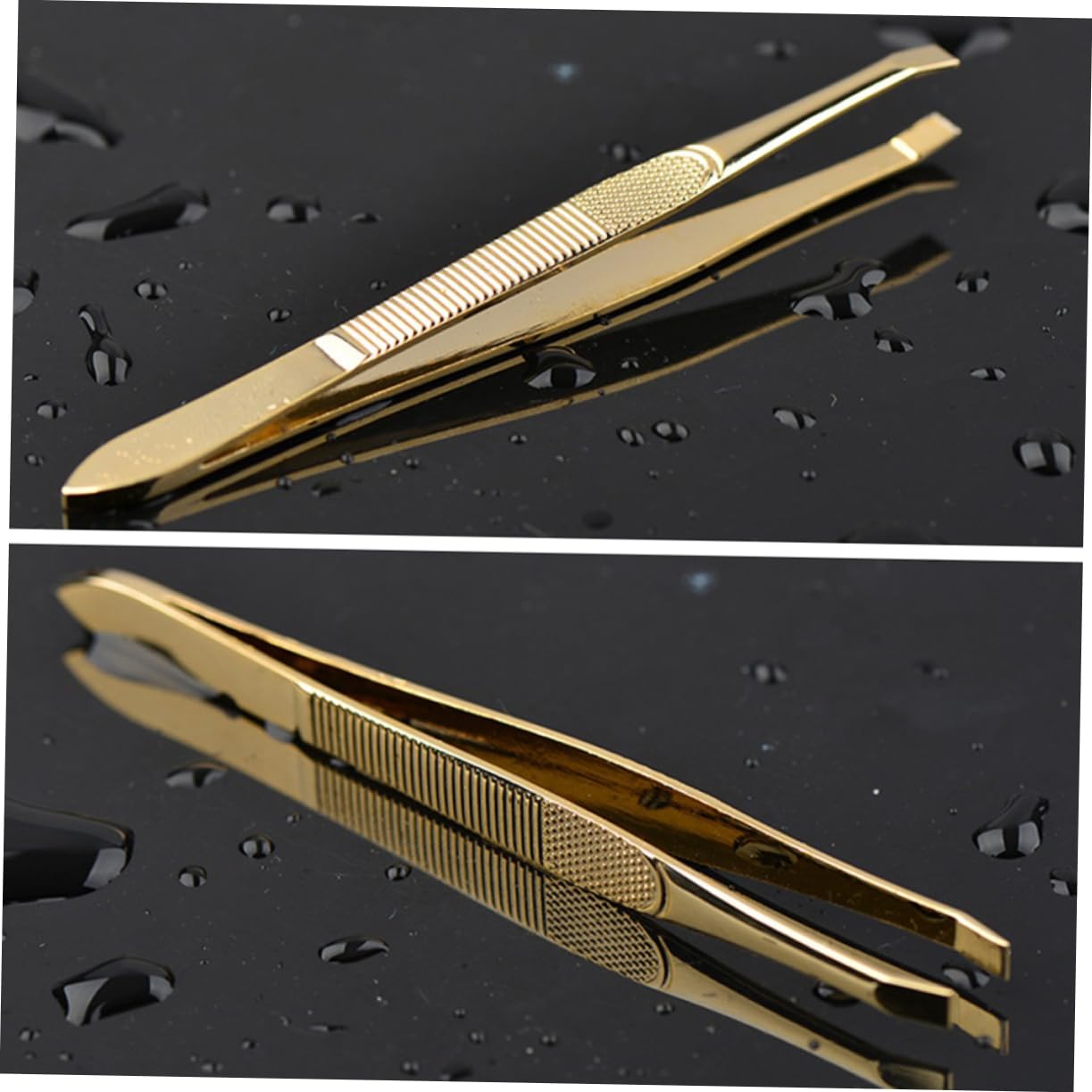FRCOLOR 3pcs Gold-plated Stainless Steel Eyebrow Tweezers Comb Portable Makeup Tool for Eyelash Extensions Precision Brow Shaping and Hair Removal Beauty and Personal Care FRCOLOR