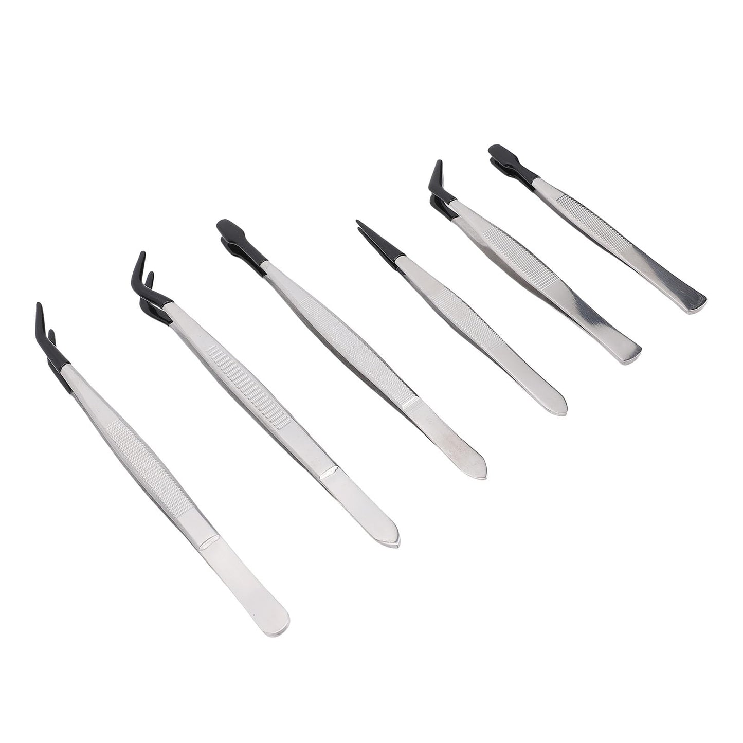 Pongnas 6Pcs Stainless Steel Tweezers Set, Multifunctional False Eyelash Tweezers with Stamp Clips Function for Makeup Application and Stamp Beauty and Personal Care Pongnas
