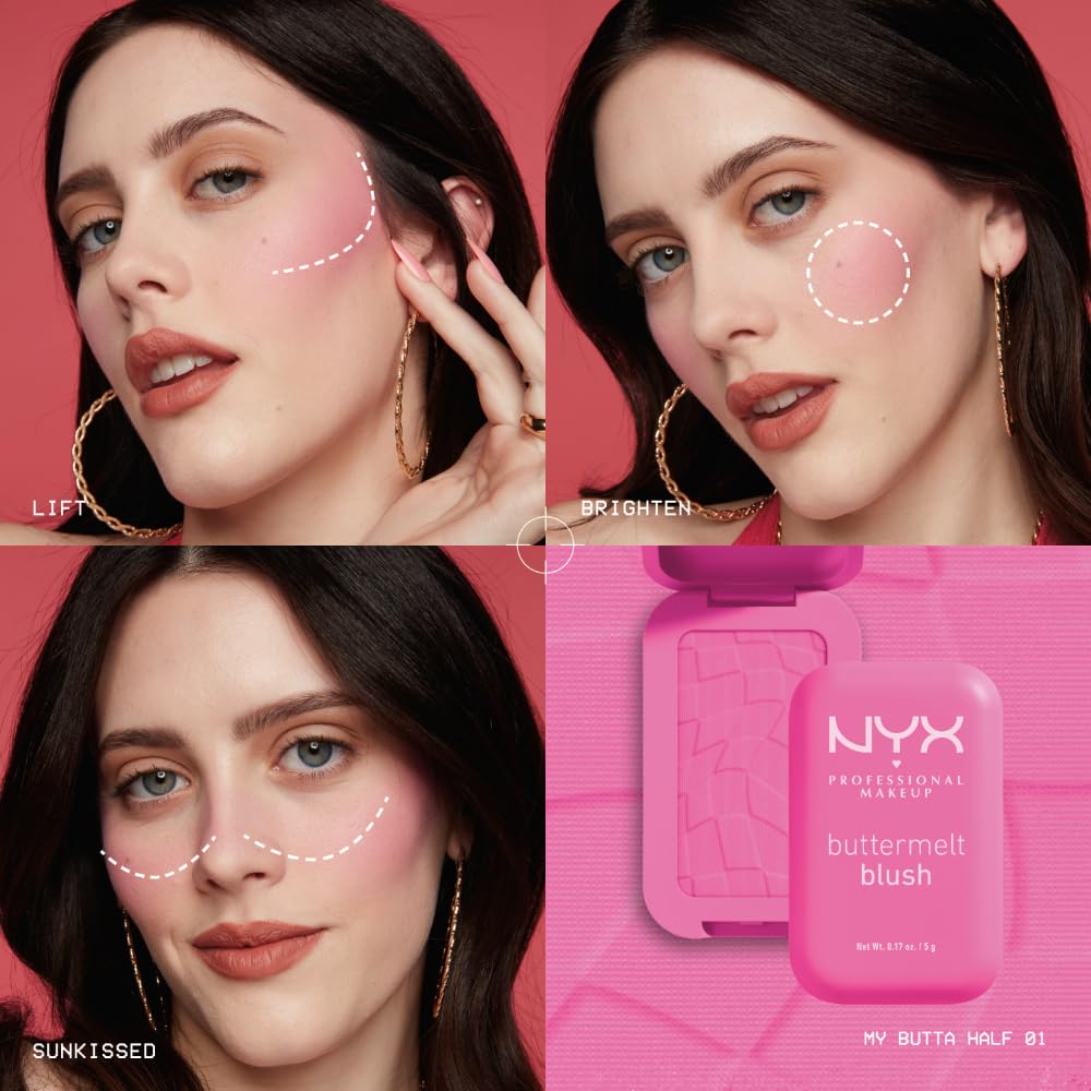 NYX PROFESSIONAL MAKEUP Buttermelt Powder Blush, Fade and Transfer-Resistant Blush, Up to 12HR Make Up Wear, Vegan Formula - For The Butta Beauty & Personal Care NYX PROFESSIONAL MAKEUP
