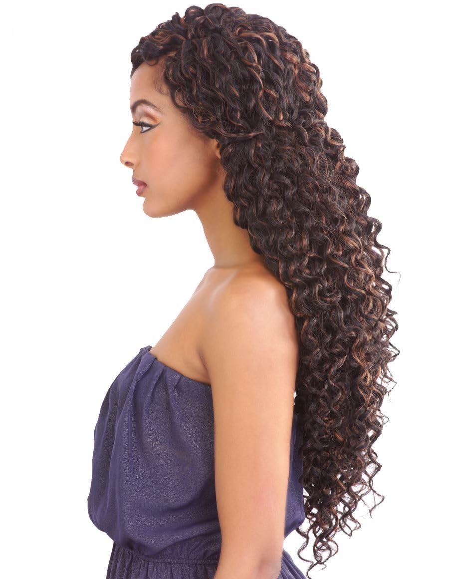 (3 PACK) Afri Naptural Caribbean Crochet Braid - BEACH CURL 18" (1B)