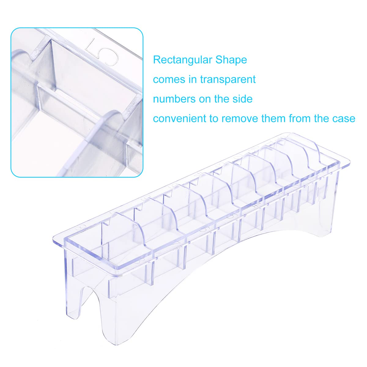 LPNALJL Rectangular Hair Clipper Limit Comb Blade Organizer Case, Plastic Guide Comb 10 Blocks Storage Box, Universal Hair Tools Supplies Base