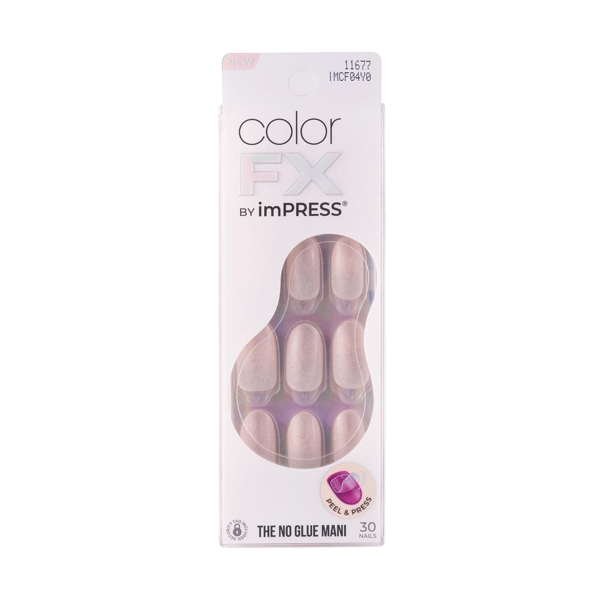 KISS Impress Color FX No Glue Mani 30 Pcs Press on Nails, Medium False Nails, Metallic Chrome & Cat Eye, Peel & Press, Hassle-Free Removal, Includes