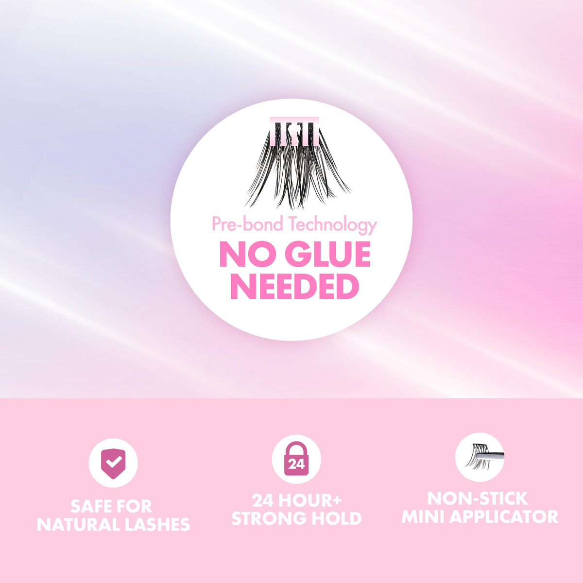 i-ENVY Press&Go Self-Adhesive Eyelashes, No Glue Needed False Eyelash Clusters, Easy Application 1 Step Press-On Lashes, No Damage or Residue (Clean