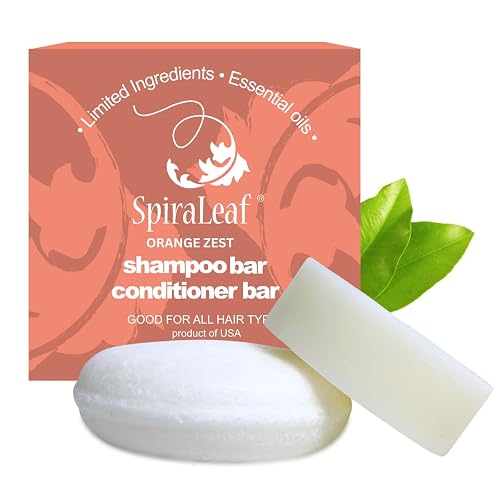 SPIRALEAF Solid Shampoo Bar & Conditioner Bar Set, ORANGE ZEST Limited Ingredients, Concentrated Formula, Fragrance-Free, Dye-Free, Premium Hair Care Beauty & Personal Care Spiraleaf