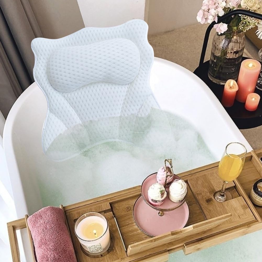 Bath Pillow,Ergonomic Bathtub Pillows for Tub Neck and Back Support,with 6 Powerful Suction Cups,Provide Shoulder and Back Support,Bath Accessory,Fits Beauty and Personal Care Saycker