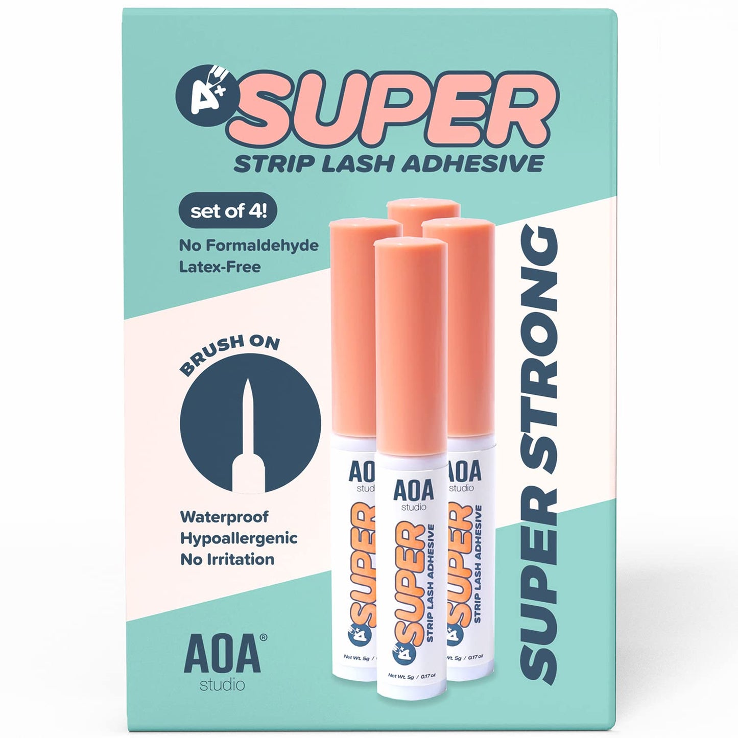 AOA Studio Eyelash Lash Glue Enhancers 4pcs Strip Lash Adhesive Strong Hold Water Proof Formula No Irritation Latex Free Long Lasing Quick Dry Eyelash Beauty & Personal Care AOA STUDIO