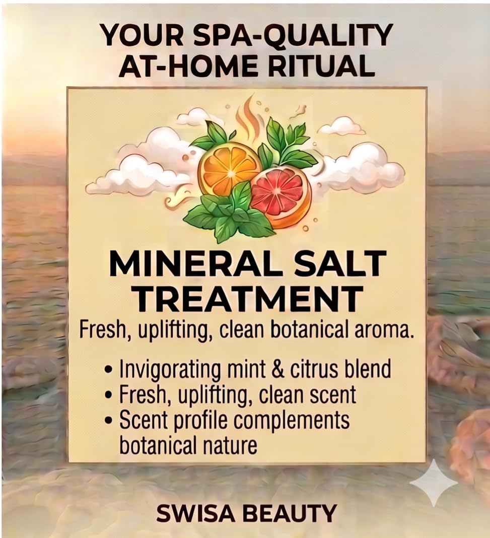 Swisa Beauty Dead Sea Mineral Salt Treatment - Dead Sea Salt Body Scrub to Exfoliate and Soften with Grape Seed, Jojoba, and Avocado Oils, 8 oz Beauty and Personal Care Swisa Beauty