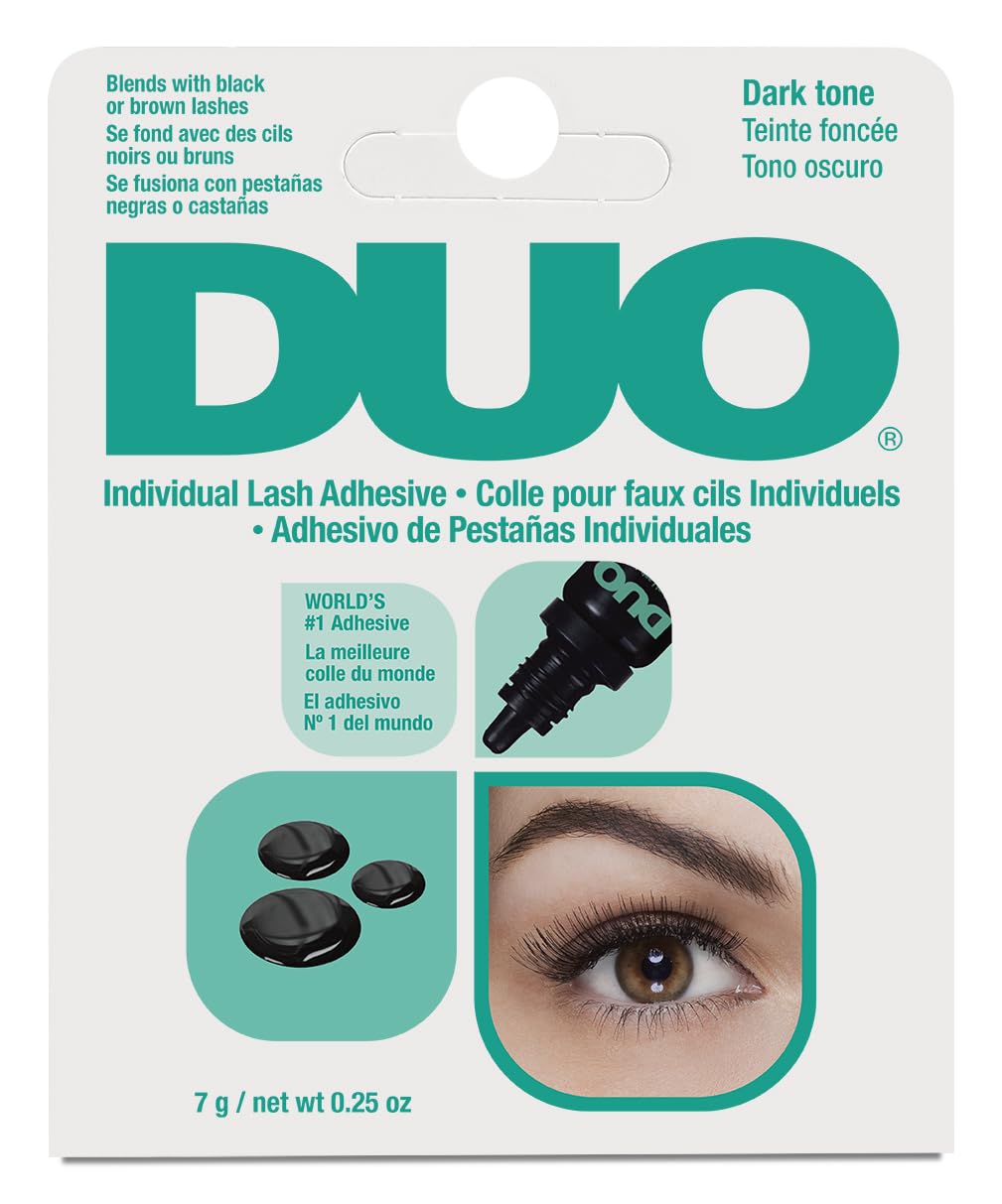 DUO Individual Lash Adhesive Dark Tone - Waterproof Lash Glue for Eyelash Clusters & False Lashes, Long-Lasting Strong Hold, Makeup Formula, 0.25 oz